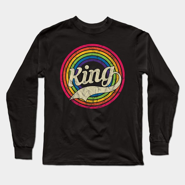 King - Retro Rainbow Faded-Style Long Sleeve T-Shirt by MaydenArt